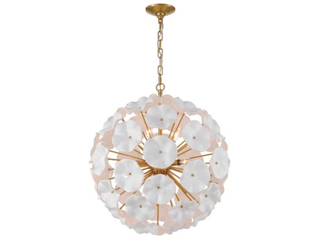 Crystorama Esme 9-Light Aged Brass White Sputnik Pendant
