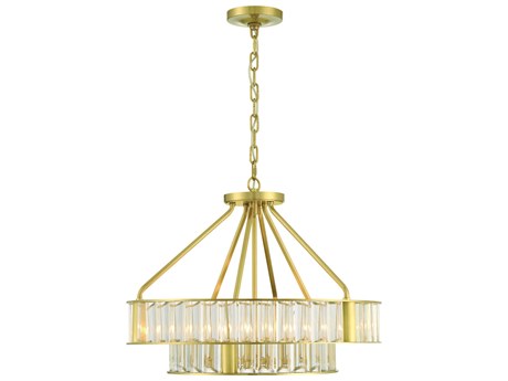 Crystorama Farris 6-Light Aged Brass Glass Candelabra Chandelier