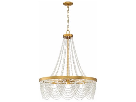 Crystorama Fiona 4-Light Antique Gold Glass Candelabra Empire Chandelier