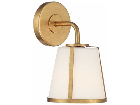 Crystorama Fulton 1-Light Antique Gold Glass Wall Sconce