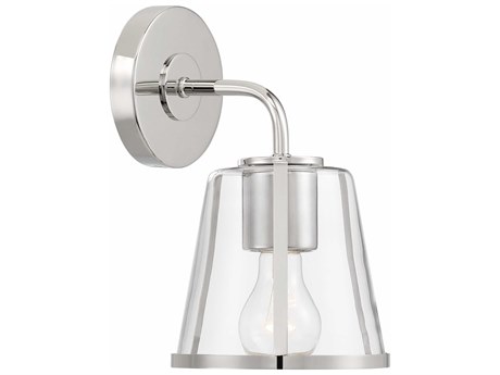 Crystorama Fulton 1-Light Polished Nickel Glass Wall Sconce