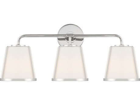 Crystorama Fulton 3-Light Polished Nickel Glass Vanity Light