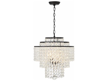 Crystorama Gabrielle 4-Light Matte Black Crystal Glass Candelabra Tiered Chandelier