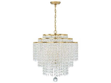Crystorama Gabrielle 6-Light Antique Gold Crystal Tiered Chandelier