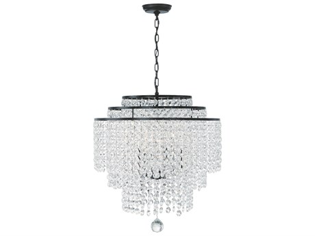 Crystorama Gabrielle 6-Light Matte Black Crystal Tiered Chandelier