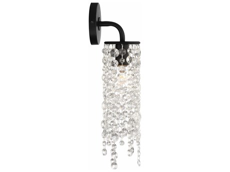 Crystorama Gabrielle 1-Light Matte Black Crystal Wall Sconce