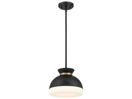 Crystorama Gidget 1-Light Matte Black Vibrant Gold Dome Mini Pendant