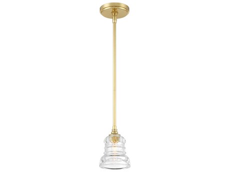 Crystorama Gregory 1-Light Aged Brass Gold Bell Mini Pendant