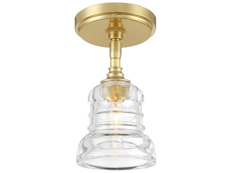 Crystorama Gregory 1-Light Aged Brass Gold Bell Semi Flush Mount
