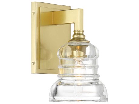 Crystorama Gregory 1-Light Aged Brass Gold Wall Sconce