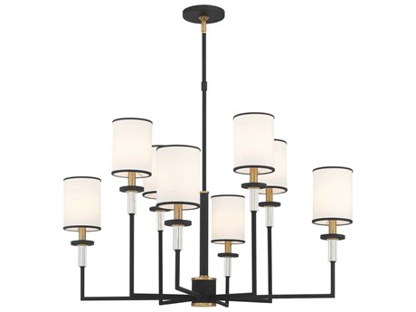 Crystorama Hatfield 8-Light Black Forged Vibrant Gold Candelabra Chandelier