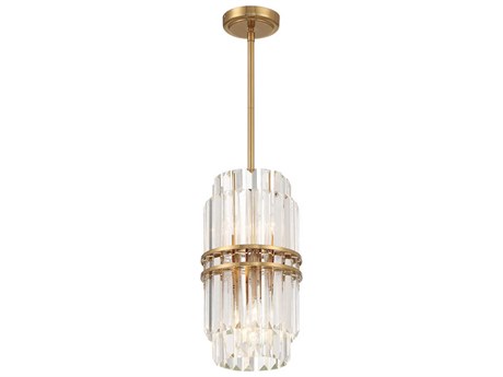 Crystorama Hayes 4-Light Aged Brass Cylinder Mini Pendant