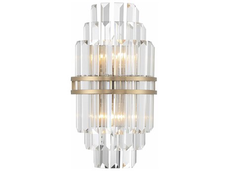 Crystorama Hayes 2-Light Aged Brass Crystal Wall Sconce