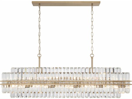 Crystorama Hayes 16-Light6-Light Aged Brass Crystal Linear Island Pendant