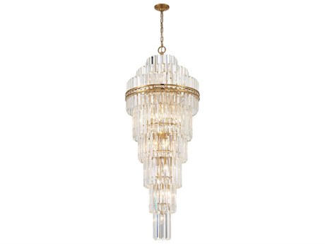 Crystorama Hayes 31-Light Aged Brass Candelabra Tiered Chandelier