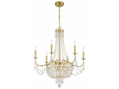 Crystorama Haywood 9-Light Aged Brass Candelabra Chandelier