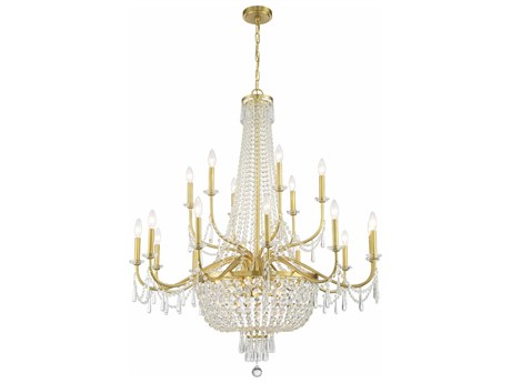 Crystorama Haywood 22-Light Aged Brass Candelabra Chandelier