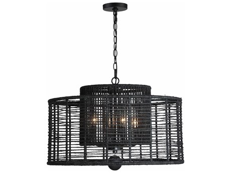 Crystorama Jayna 4-Light Matte Black Drum Chandelier