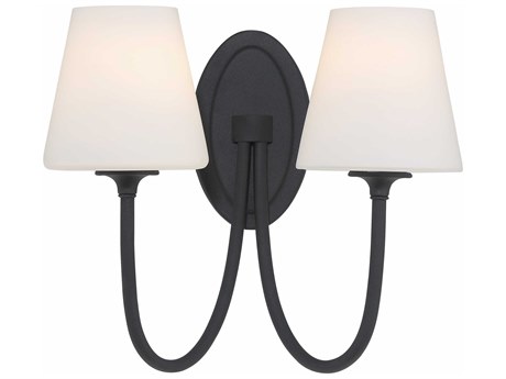 Crystorama Juno 2-Light Black Forged Glass Wall Sconce