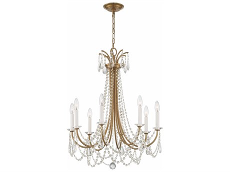 Crystorama Karrington 8-Light Aged Brass Crystal Candelabra Chandelier