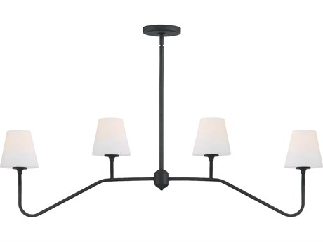 Crystorama Keenan 4-Light Black Forged Glass Linear Island Pendant