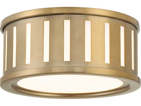 Crystorama Kendal 2-Light Vibrant Gold Drum Flush Mount