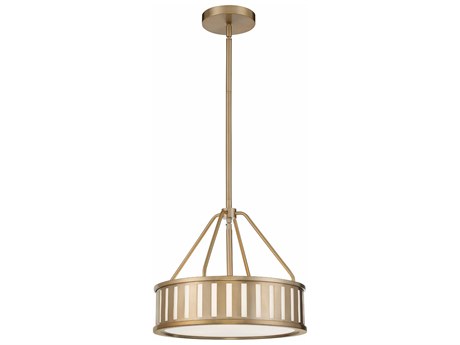 Crystorama Kendal 3-Light Vibrant Gold Glass Drum Pendant