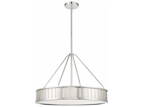 Crystorama Kendal 6-Light Polished Nickel Glass Drum Pendant