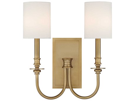 Crystorama Lloyd 2-Light Aged Brass Traditional Wall Sconce