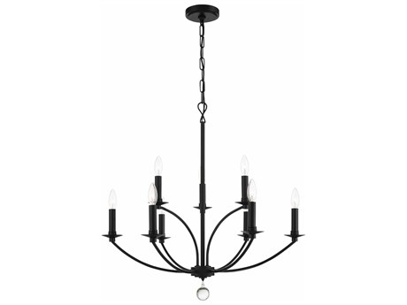 Crystorama Mila 9-Light Black Candelabra Tiered Chandelier