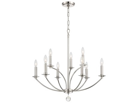Crystorama Mila 9-Light Polished Nickel Crystal Candelabra Chandelier