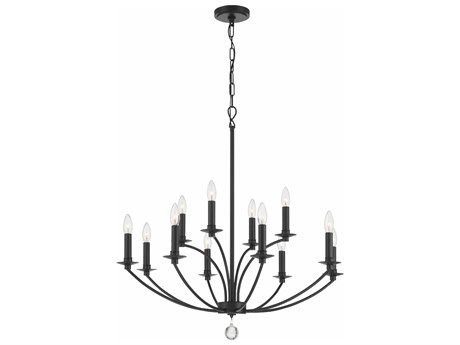 Crystorama Mila 12-Light Black Candelabra Tiered Chandelier