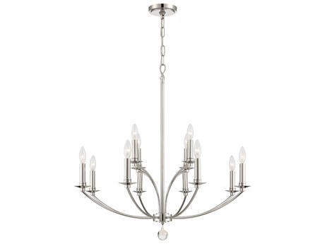 Crystorama Mila 12-Light Polished Nickel Crystal Candelabra Chandelier