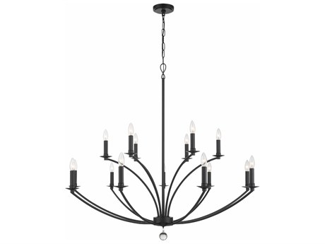 Crystorama Mila 15-Light Black Crystal Candelabra Tiered Chandelier