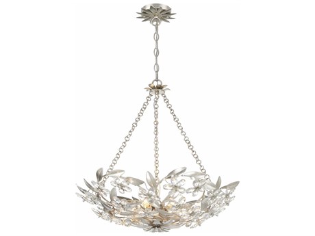 Crystorama Marselle 6-Light Antique Silver Candelabra Chandelier