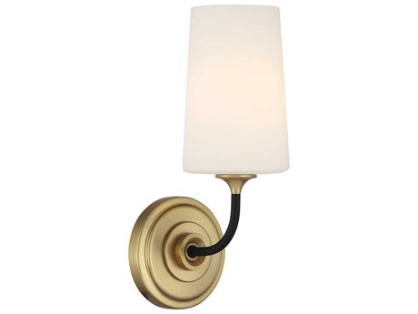 Crystorama Niles 1-Light Black Forged Modern Gold Wall Sconce