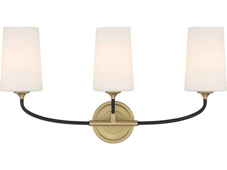 Crystorama Niles 3-Light Black Forged Modern Gold Vanity Light
