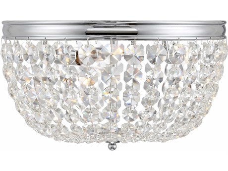 Crystorama Nola 3-Light Polished Chrome Crystal Glass Bowl Flush Mount
