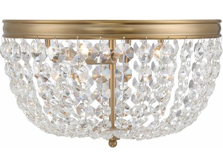 Crystorama Nola 3-Light Vibrant Gold Crystal Glass Bowl Flush Mount