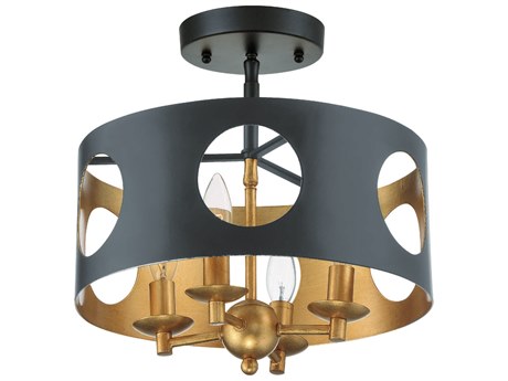 Crystorama Odelle 4-Light Black Drum Semi Flush Mount