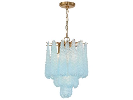 Crystorama Ollie 4-Light Aged Brass Blue Pendant