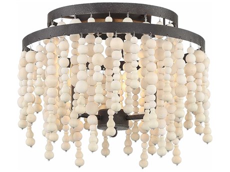 Crystorama Poppy 3-Light Forged Bronze Tiered Flush Mount
