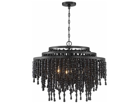 Crystorama Poppy 6-Light Matte Black Tiered Chandelier