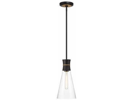 Crystorama Quinn 1-Light Matte Black Textured Gold Mini Pendant