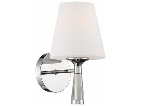 Crystorama Ramsey 1-Light Polished Nickel White Glass Wall Sconce