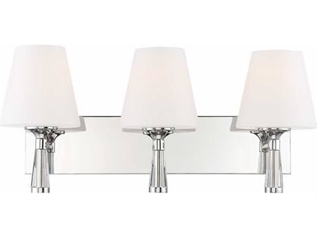 Crystorama Ramsey 3-Light Polished Nickel Glass Vanity Light