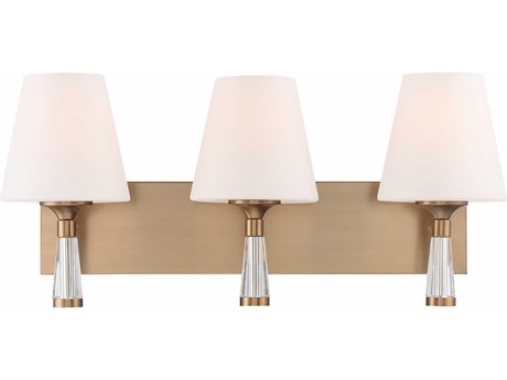 Crystorama Ramsey 3-Light Vibrant Gold Glass Vanity Light