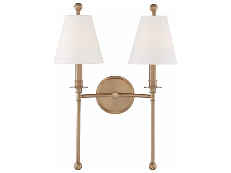 Crystorama Riverdale 2-Light Aged Brass Wall Sconce