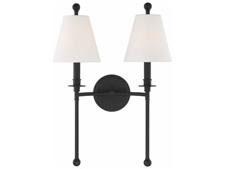 Crystorama Riverdale 2-Light Black Forged Wall Sconce