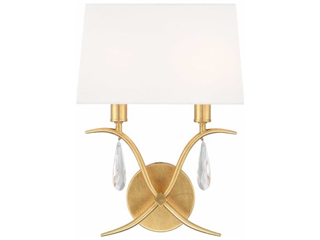 Crystorama Rollins 2-Light Antique Gold Crystal Wall Sconce